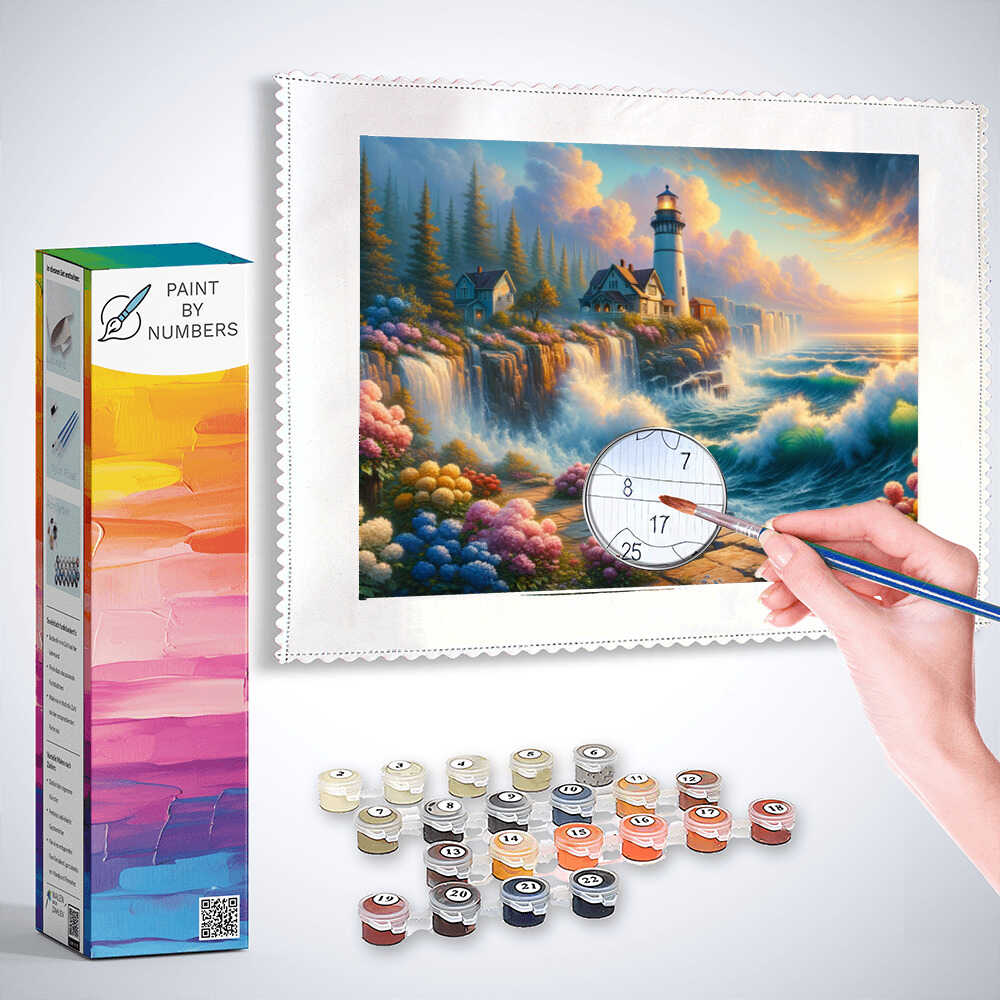 Lighthouse with waves - Paint by Numbers