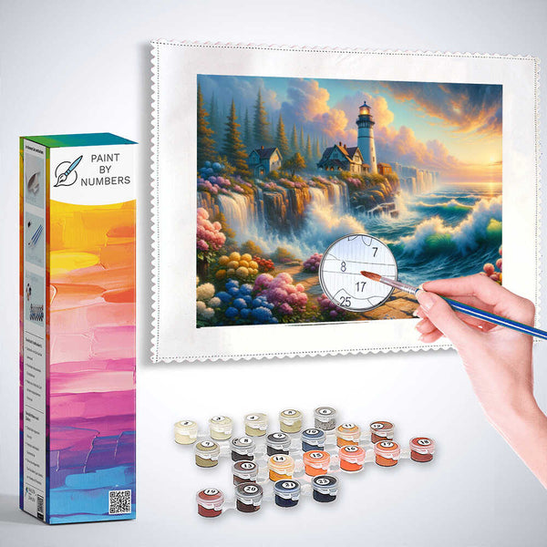 Lighthouse with waves - Paint by Numbers