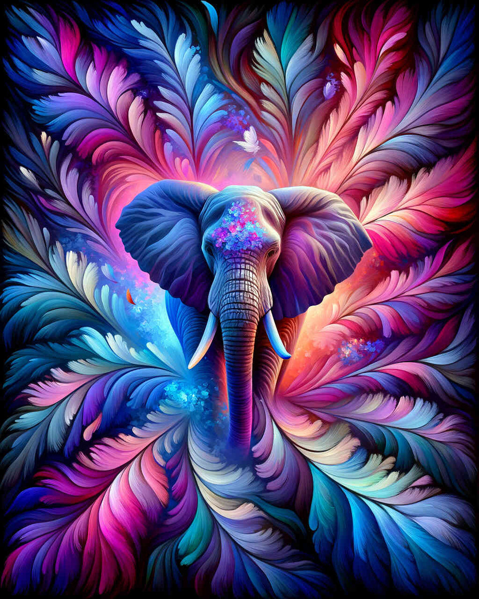 Paint by Numbers - Elephant Abstract Feathers