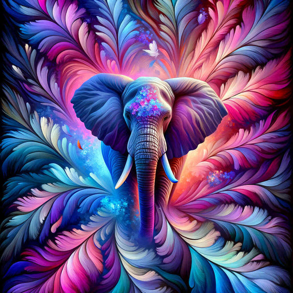 Paint by Numbers - Elephant Abstract Feathers