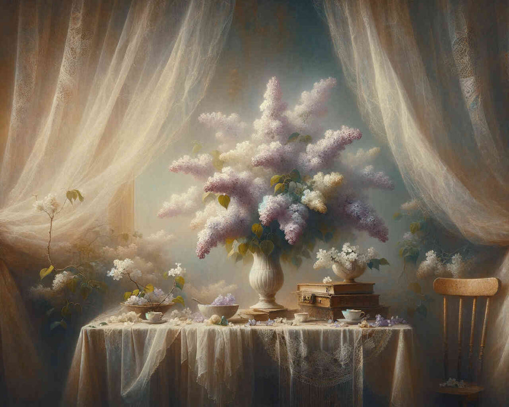 Paint by Numbers - Lilac bouquet, curtain