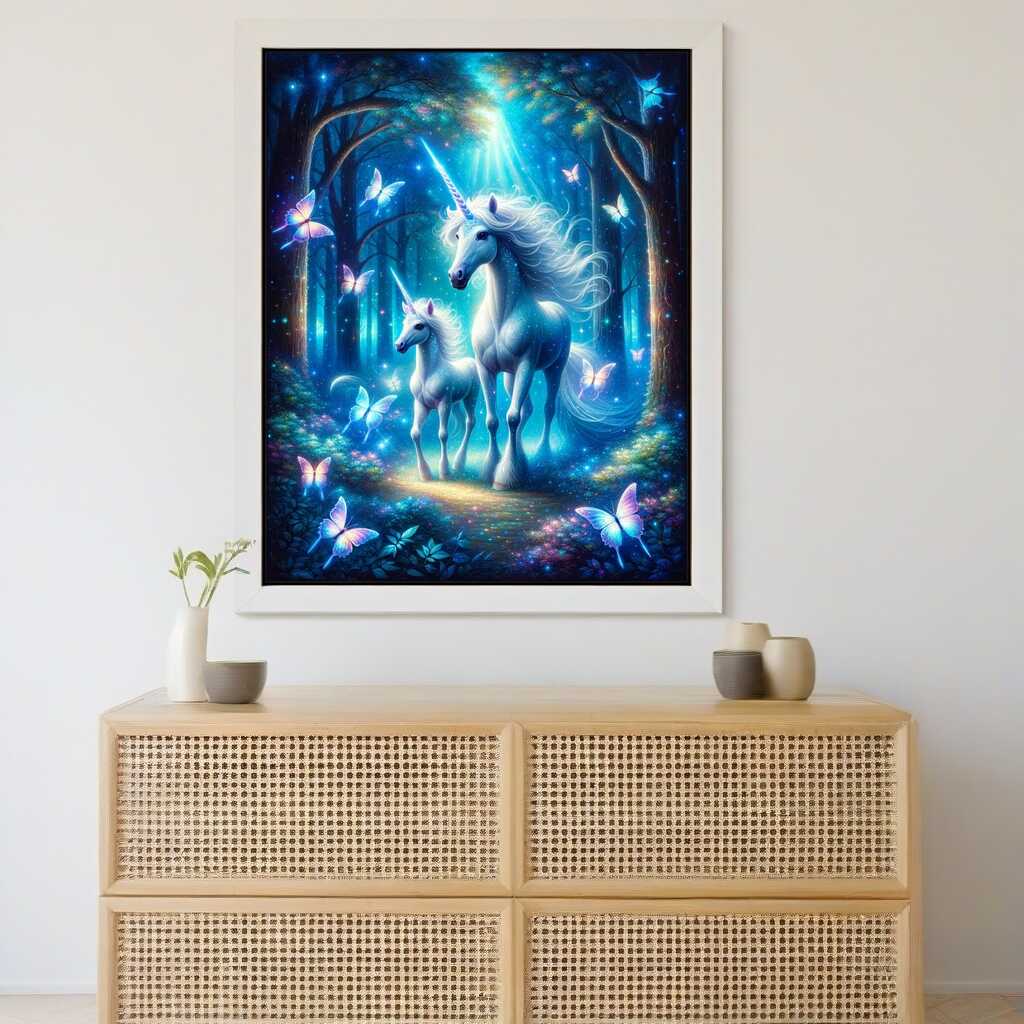 Unicorn mother with foal - Paint by Numbers