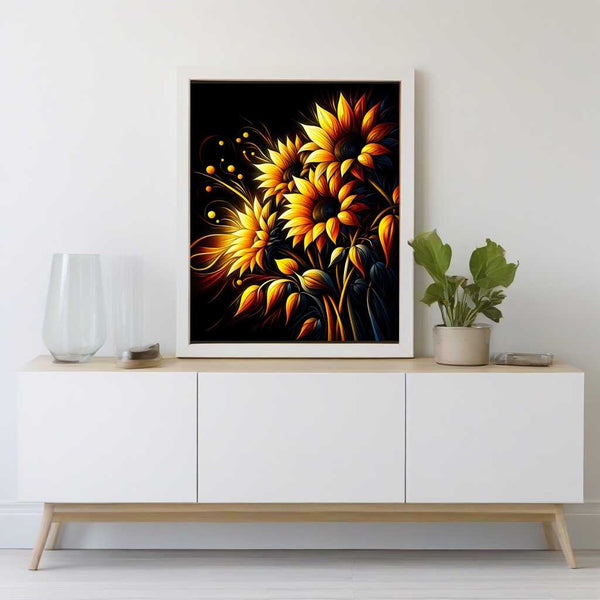 Paint by Numbers - Sunflowers on black