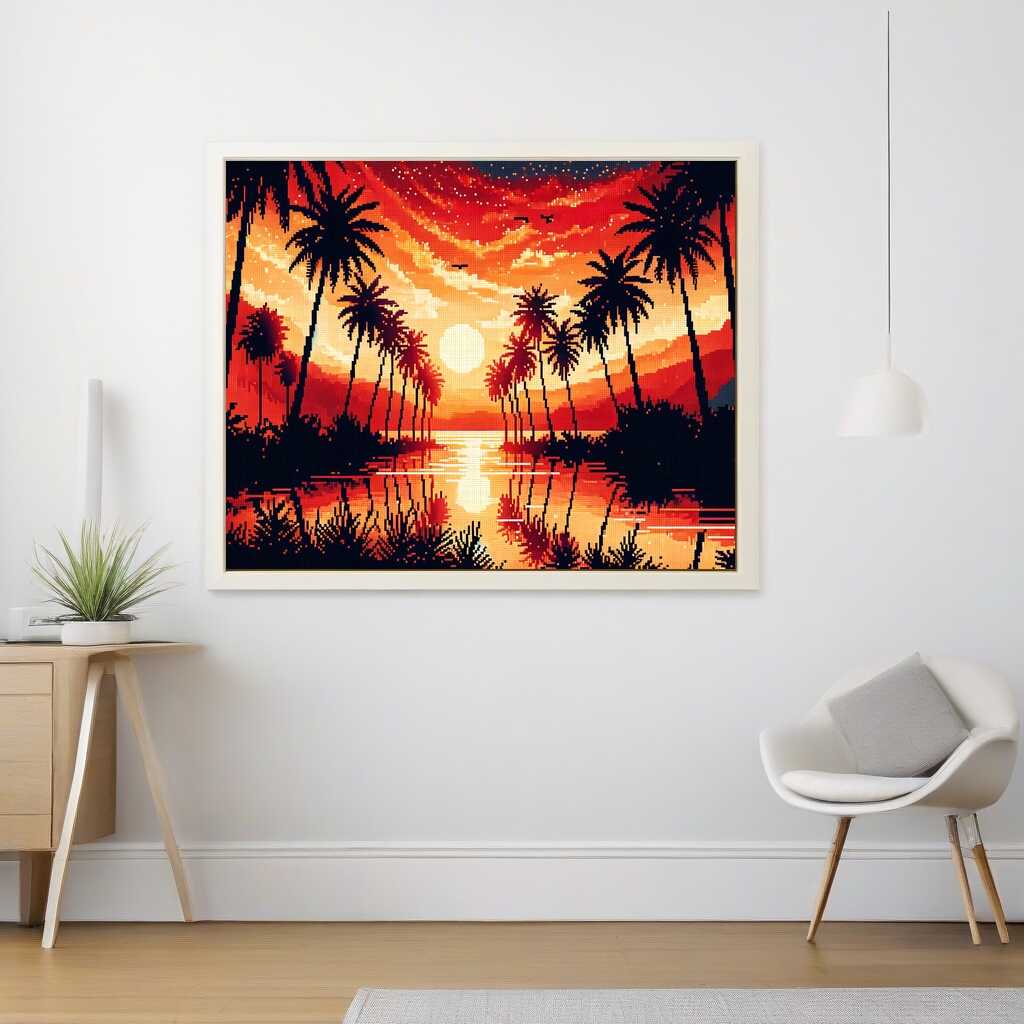 Paint by Numbers - Evening red palm trees