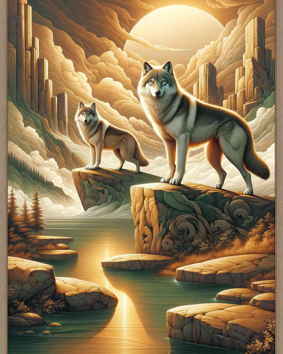 Paint by Numbers - Wolves on Rock