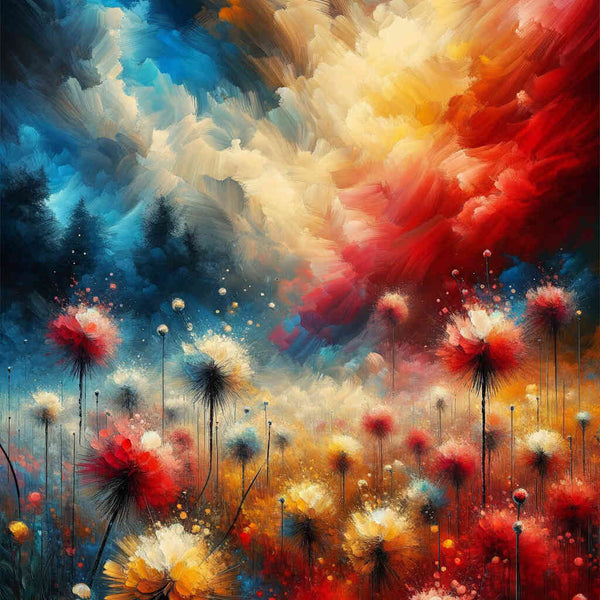 Paint by Numbers - Abstract dandelions, colorful