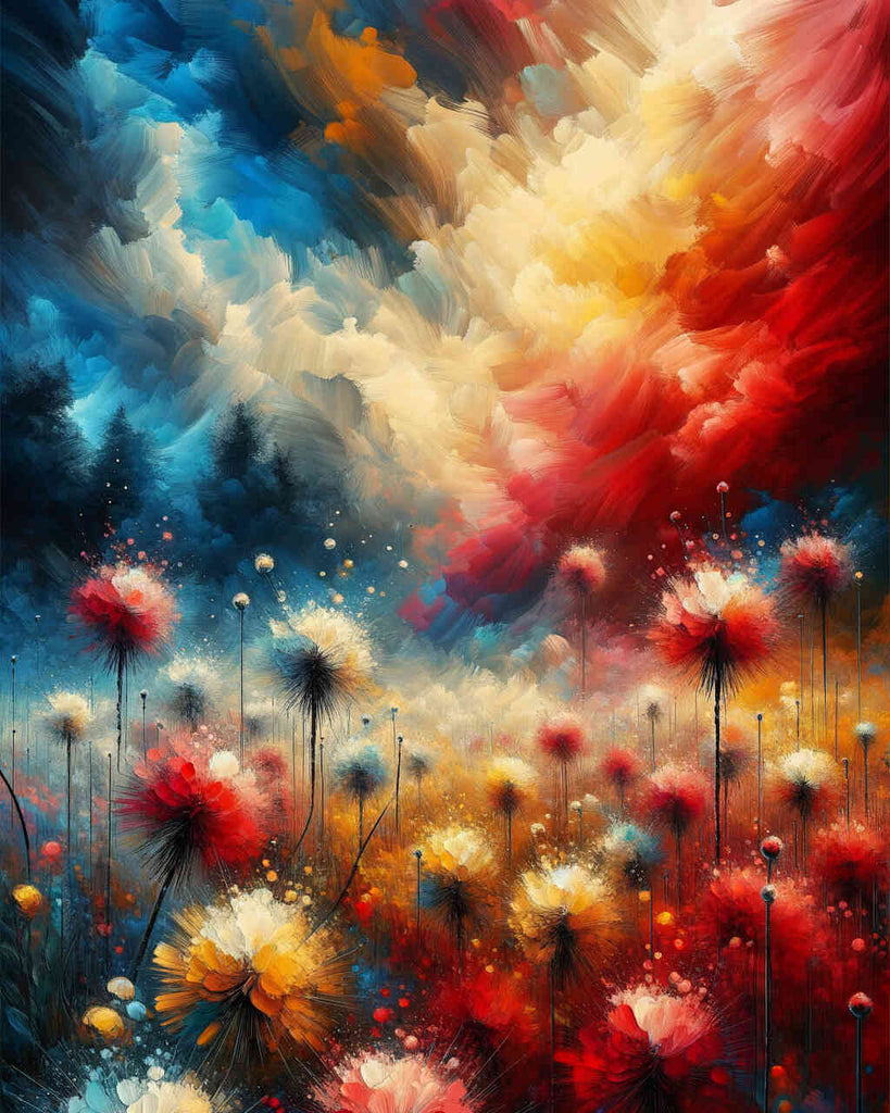 Paint by Numbers - Abstract dandelions, colorful