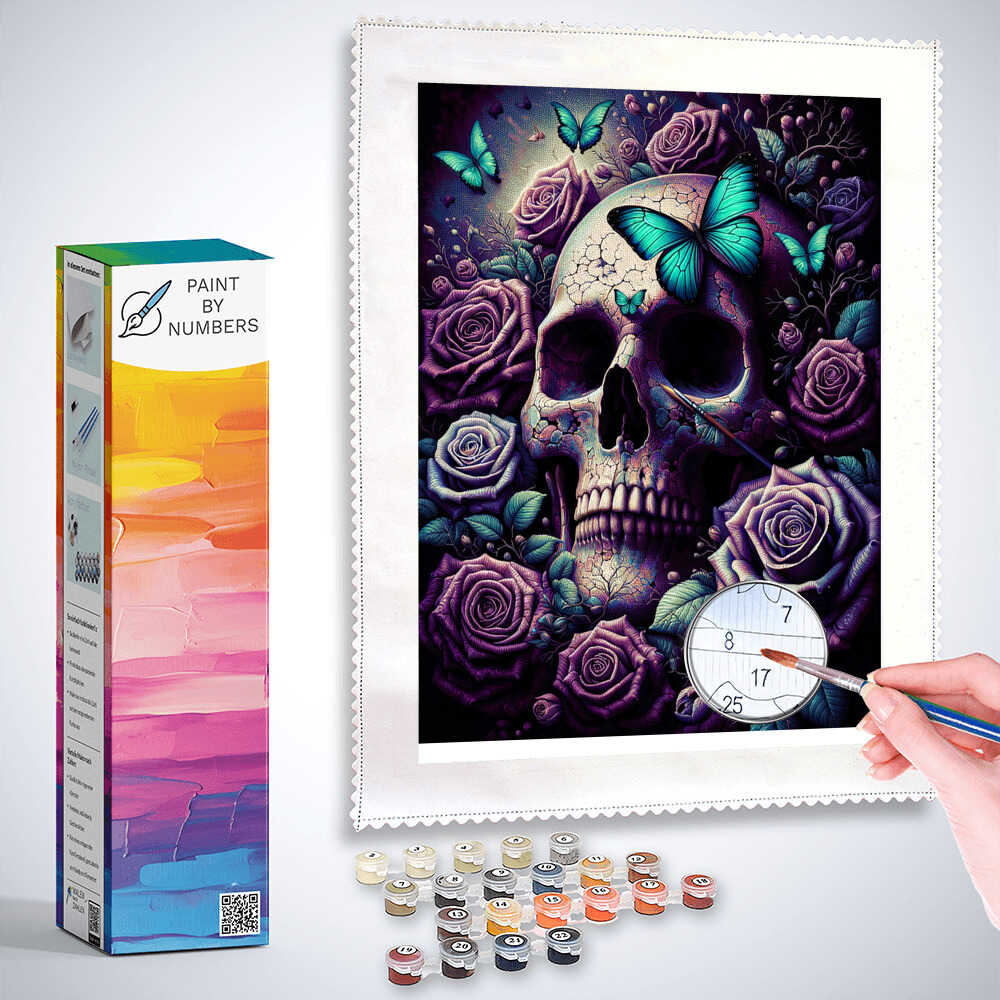 Paint by Numbers Skull with butterfly DIY Paint by Numbers