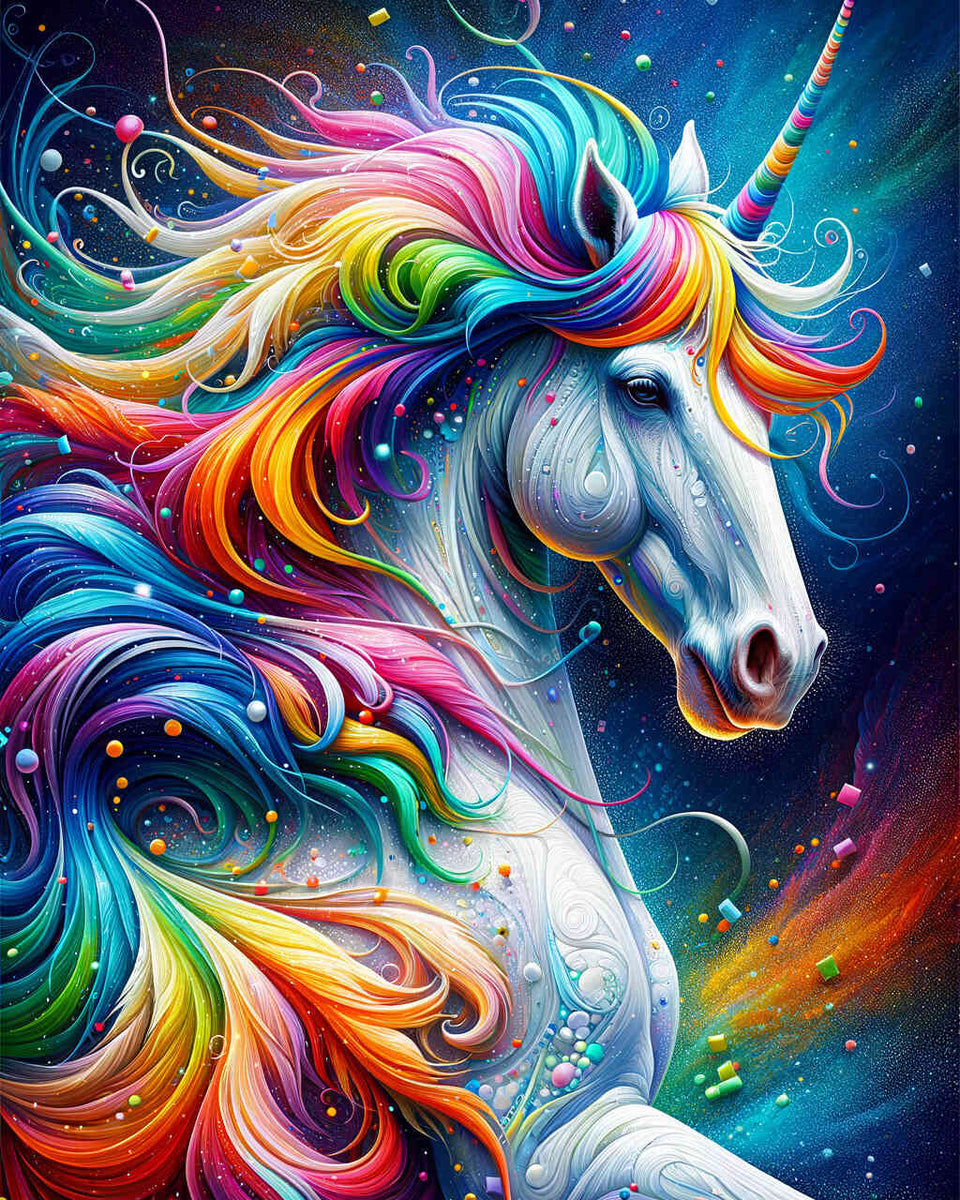 Paint by Numbers - Rainbow Horse with Mahne