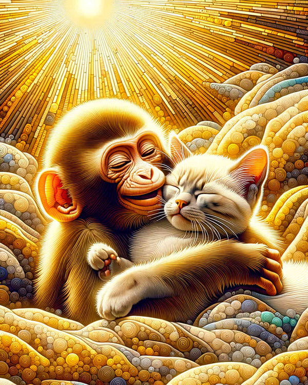 Paint by Numbers - Monkey and Cat Friends
