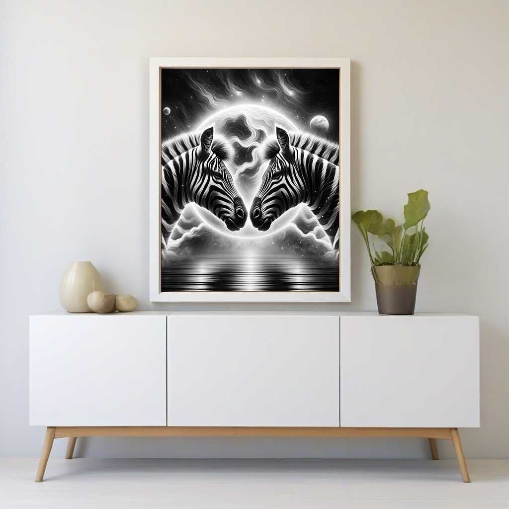 Zebras in black white - Paint by Numbers