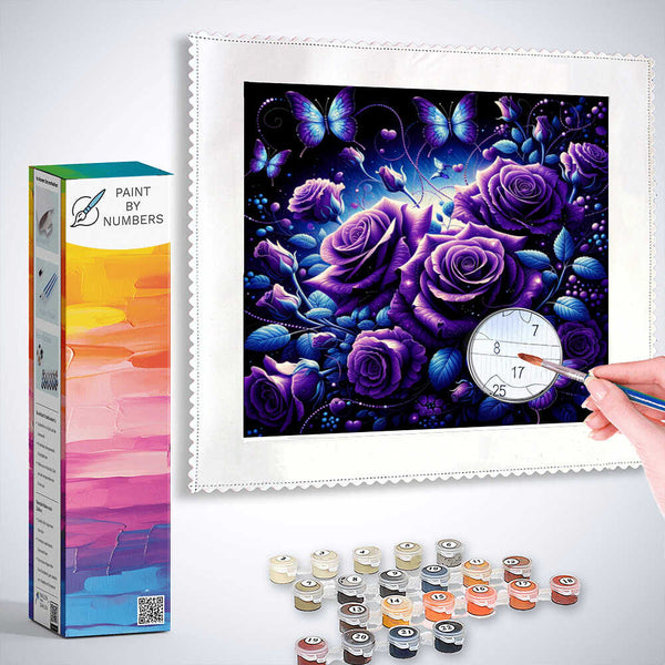 Paint by Numbers - Purple Roses and Butterflies