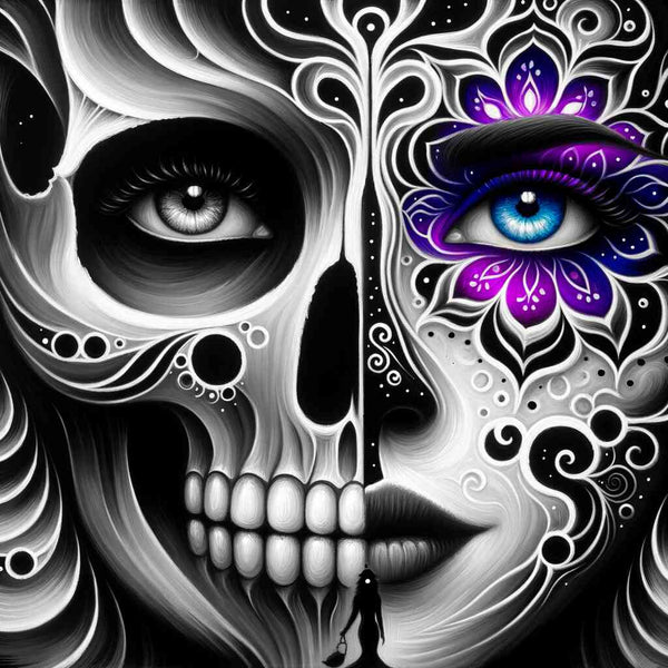 Paint by Numbers - Loose Muertos Black and White and Purple