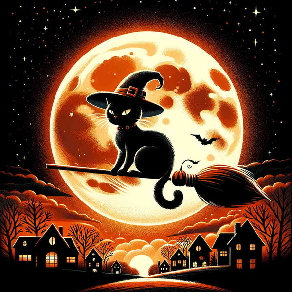Paint by Numbers - Cat Rides on Broom