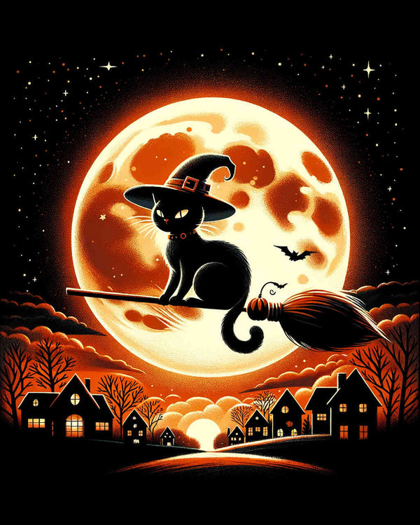 Paint by Numbers - Cat Rides on Broom