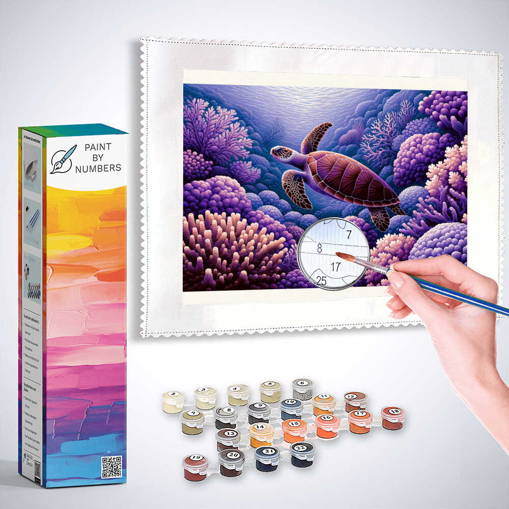 Paint by Numbers - Turtles in Purple Coral