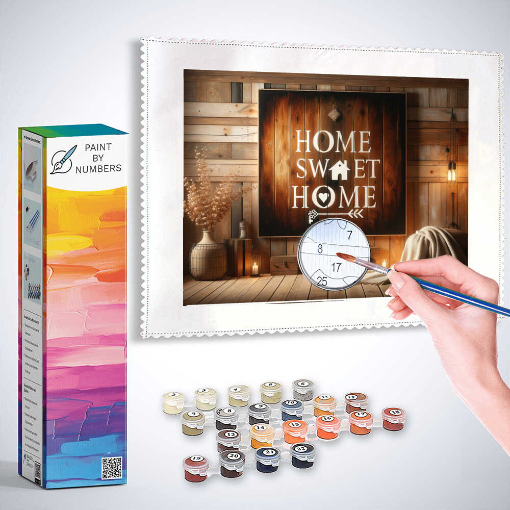 Paint by Numbers - Home sweet home, wood look