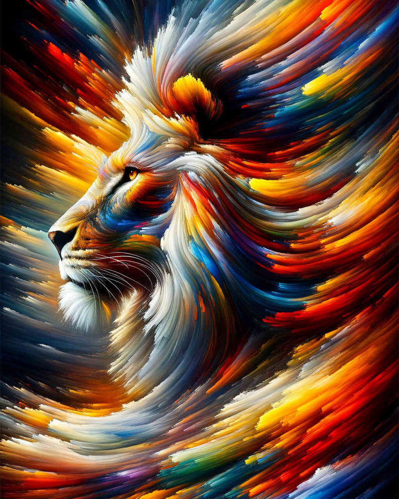 Lion, sideways Abstract - Paint by Numbers