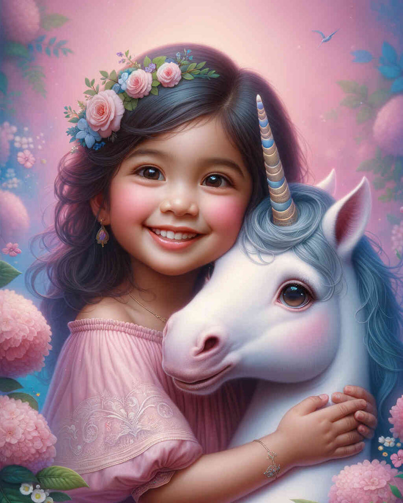 Paint by Numbers - Little girl with unicorn