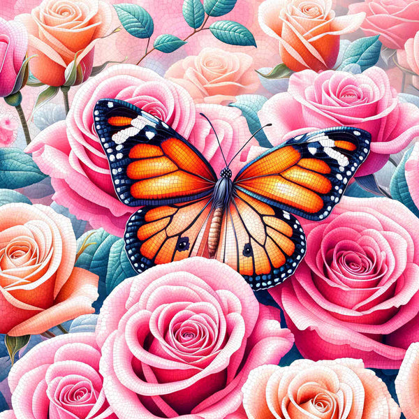 Paint by Numbers - Pink Rose Butterfly