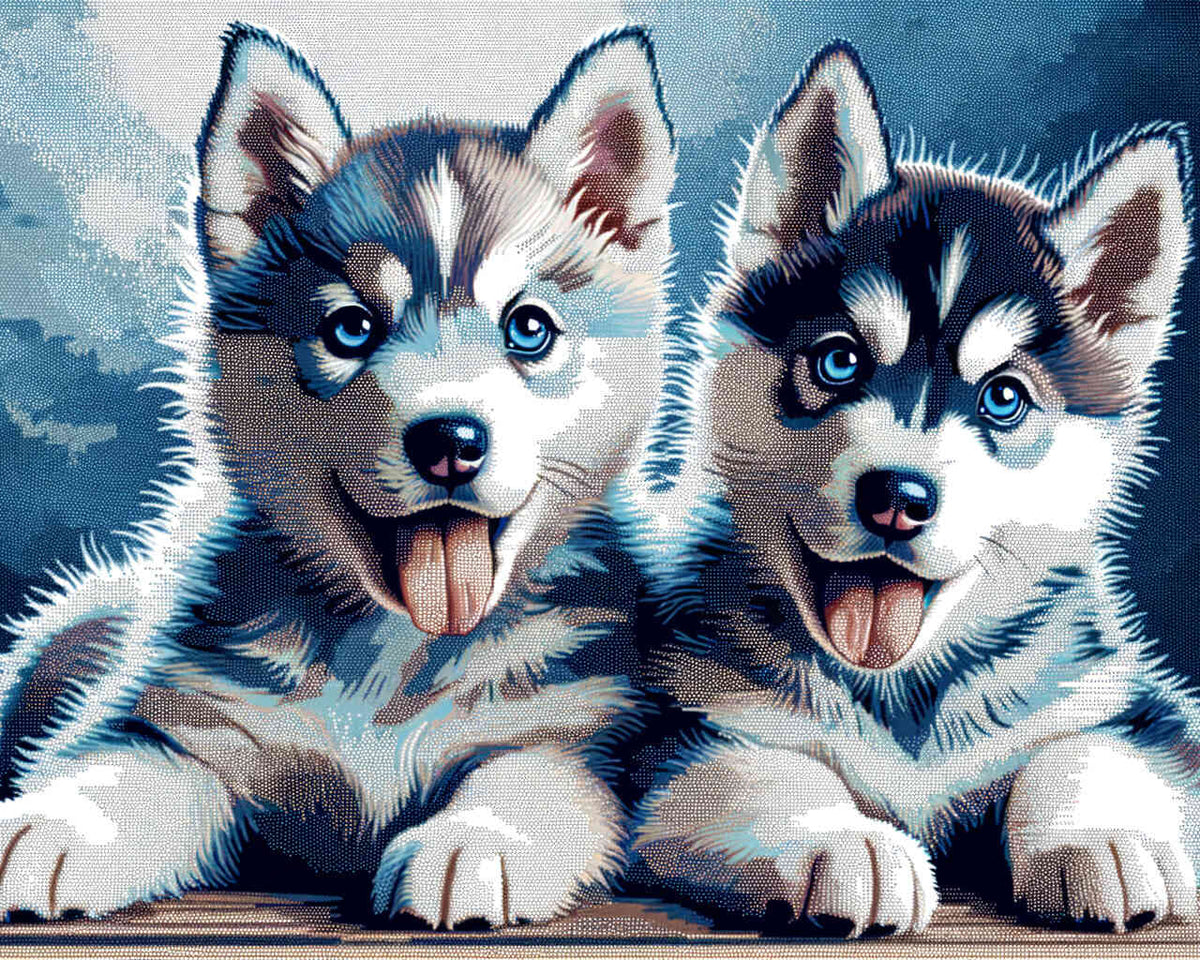 Husky puppies - Paint by Numbers