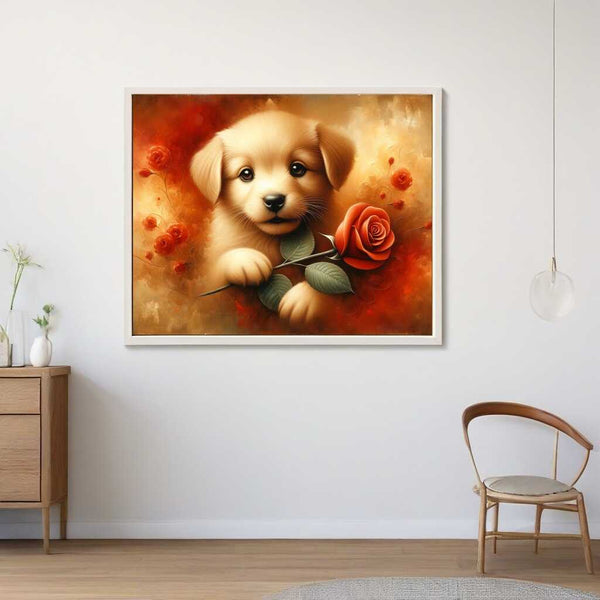 Dog with rose - Paint by Numbers
