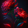 Diamond Painting - Roses at Night, Paint by Numbers DIY Kit with glowing red roses on a dark background.
