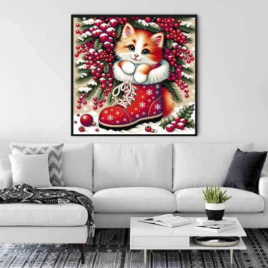 Paint by Numbers - Cat with Christmas Boots