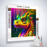 AB Diamond Painting - Colorful Dragon kit with acrylic diamonds, professional canvas, artist's tweezers, and application pen included. Paint by Numbers.
