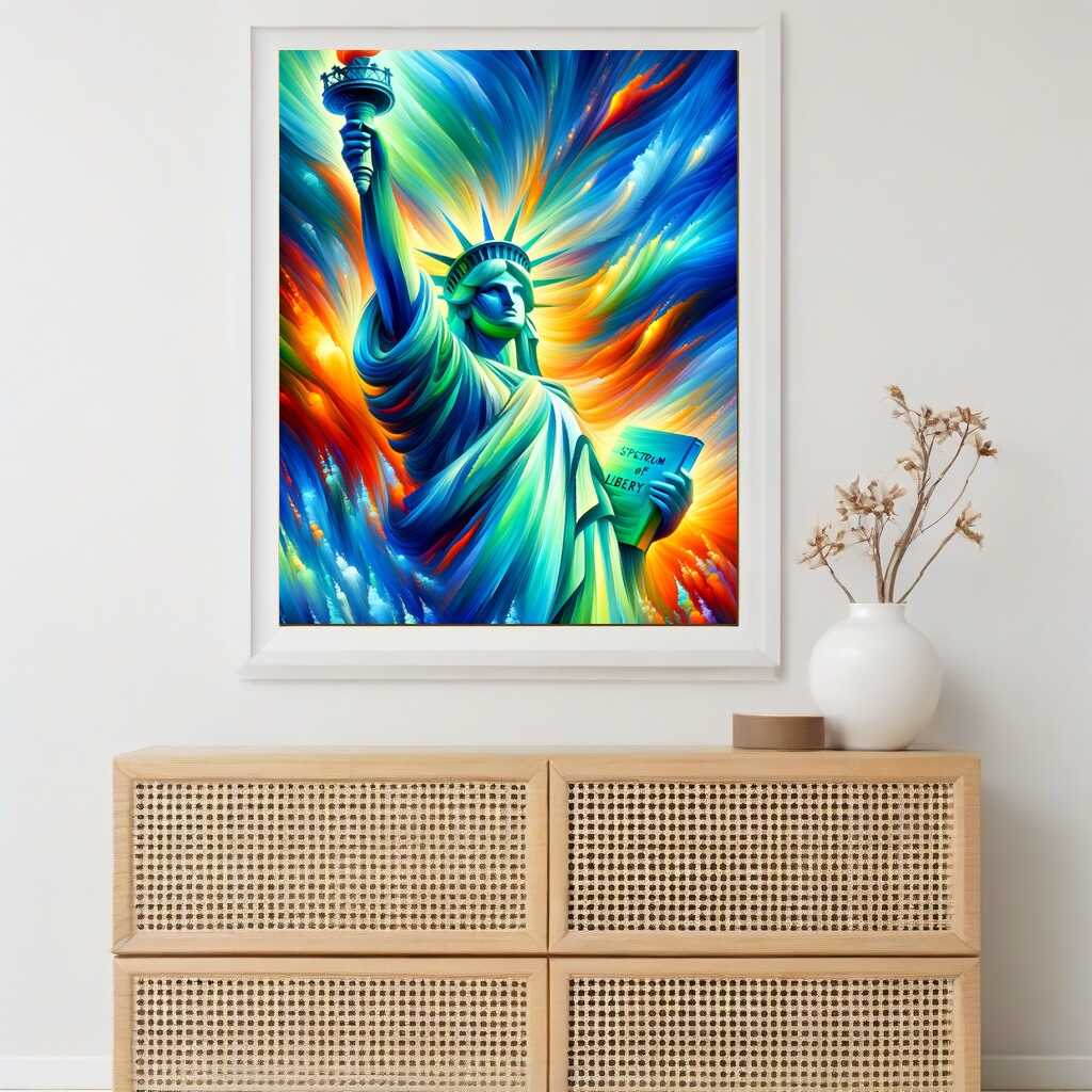 Freedom statue, colorful