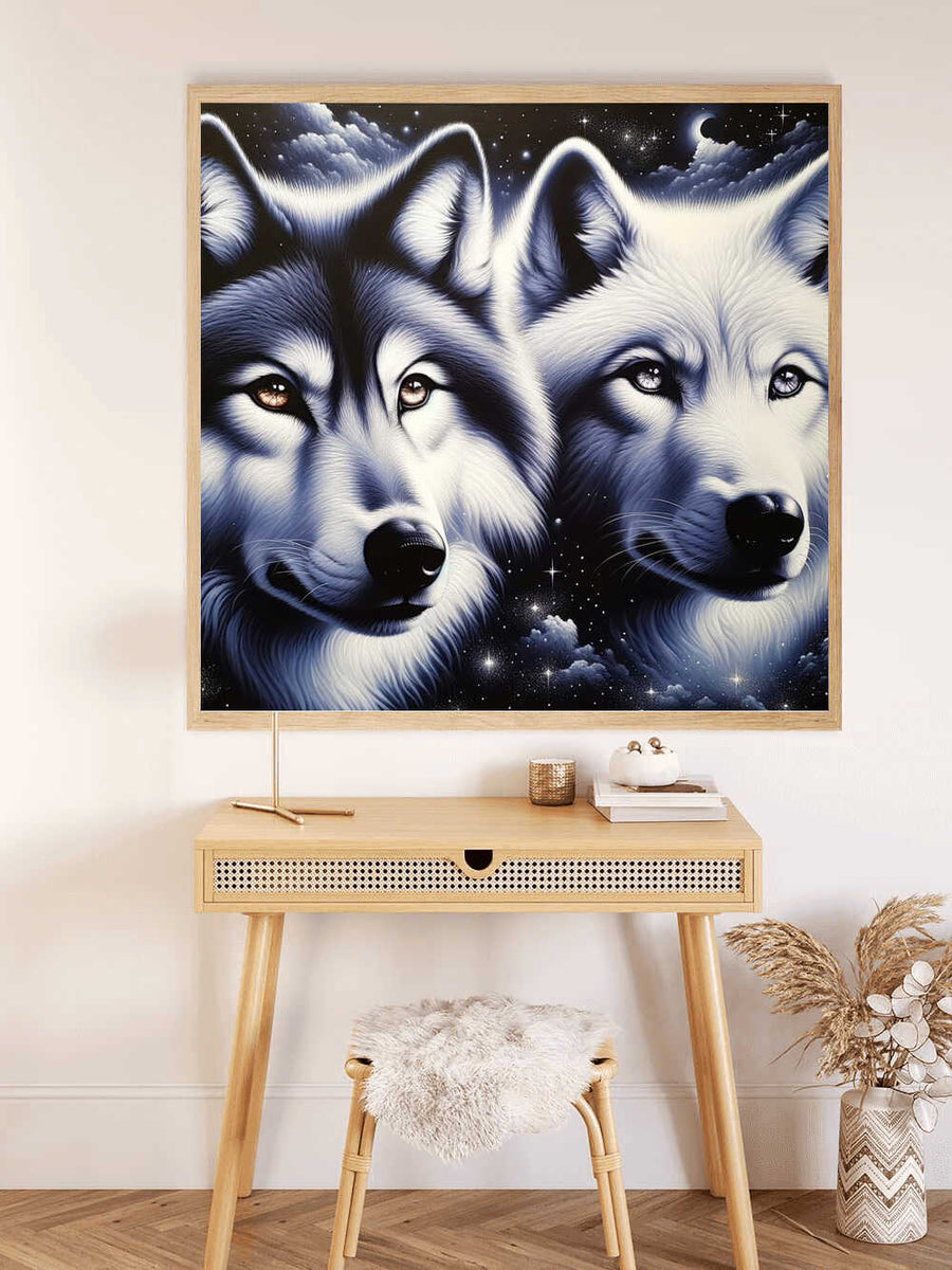 Paint by Numbers - Black and White Wolves