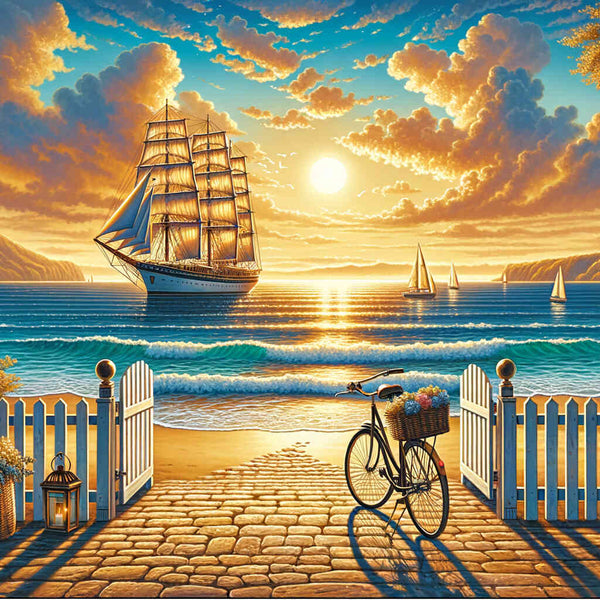 Sailing ship, bicycle - Paint by Numbers