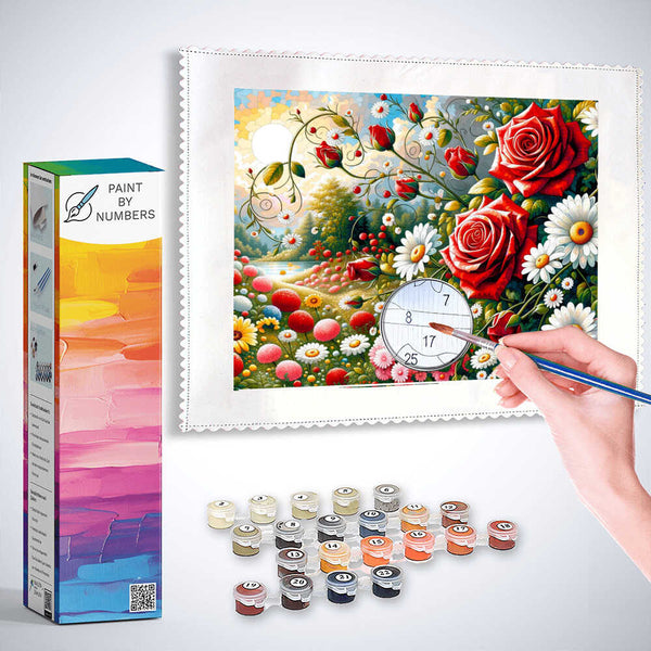 Paint by Numbers - Roses and daisies
