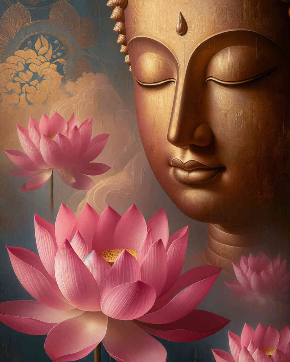 Paint by Numbers - Pink lotus flower, Buddha