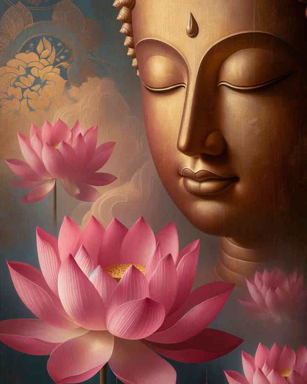 Paint by Numbers - Pink lotus flower, Buddha