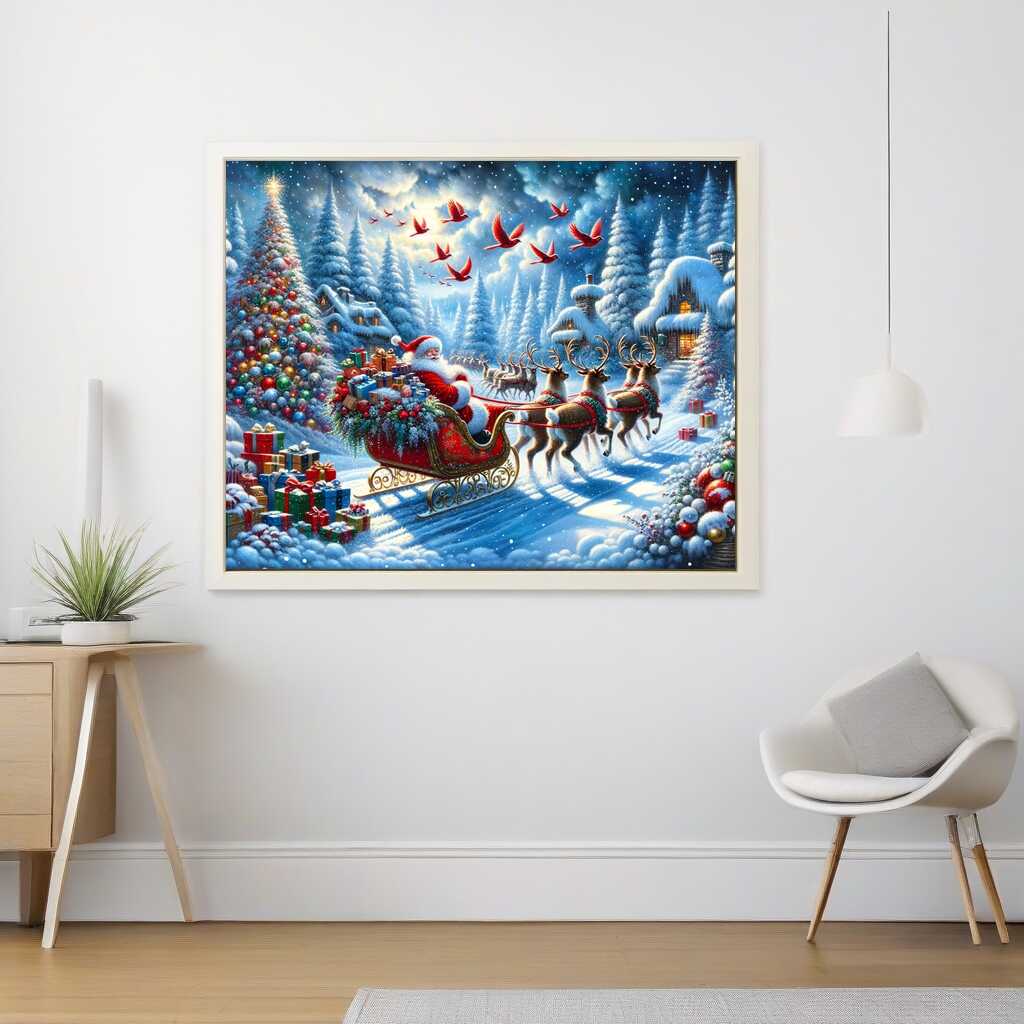 Christmas tree, sleigh - Paint by Numbers