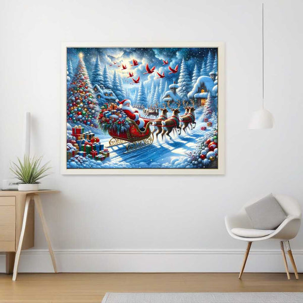 Christmas tree, sleigh - Paint by Numbers