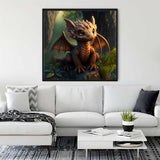 Diamond Painting - Elementarwächter hanging above a modern white sofa in a stylish living room