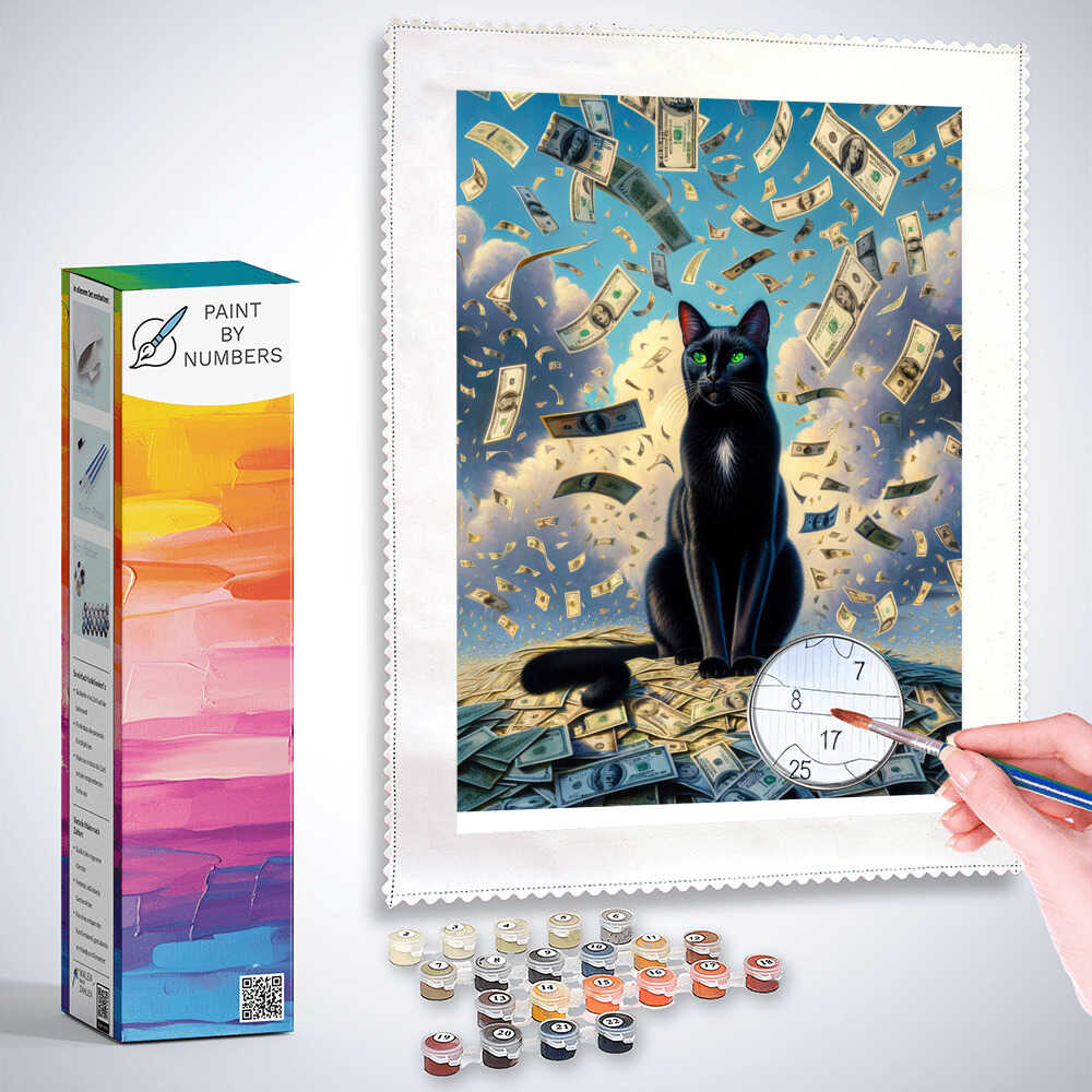 Cat with banknotes - Paint by Numbers
