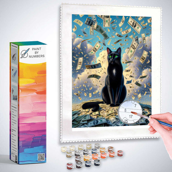 Cat with banknotes - Paint by Numbers
