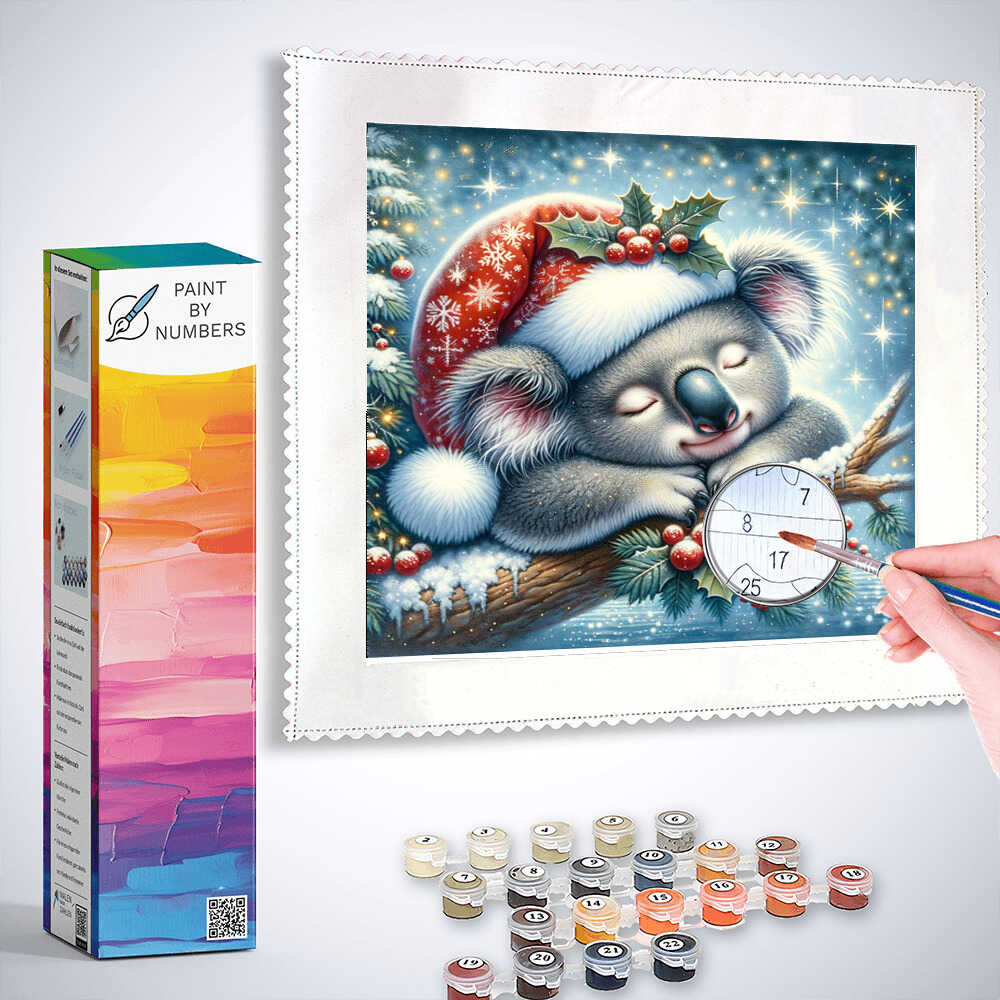 Paint by Numbers - Koala with Christmas hat