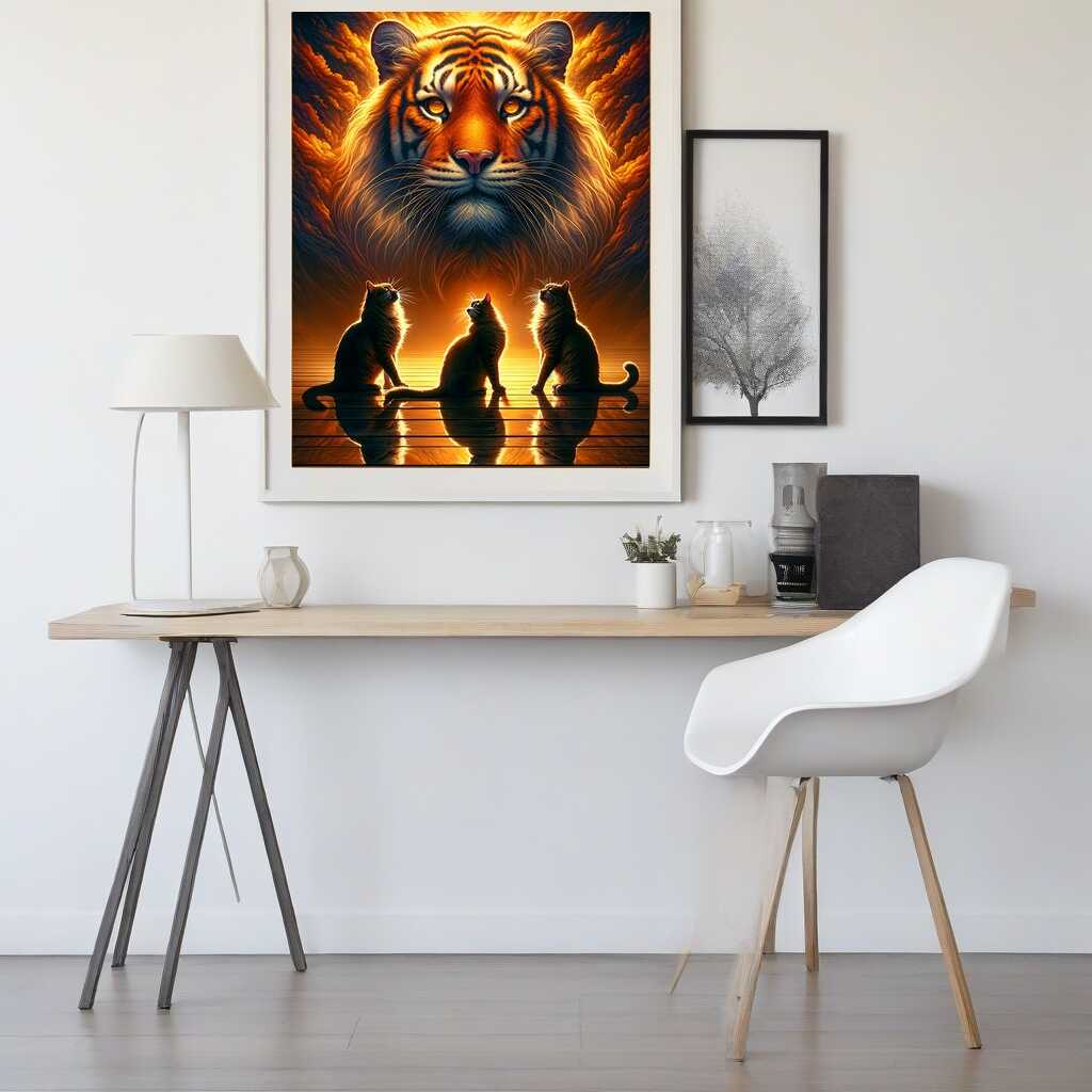 Paint by Numbers - Tiger and panther, mirror images