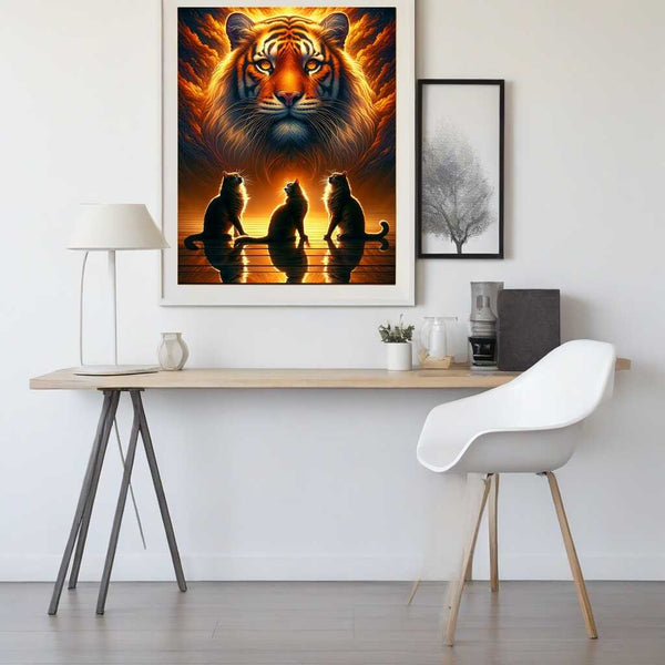 Paint by Numbers - Tiger and panther, mirror images