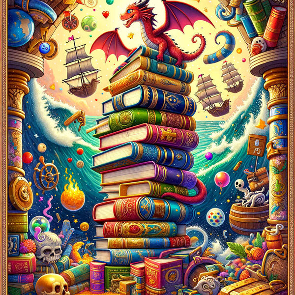 Paint by Numbers - Book tower, cartoon