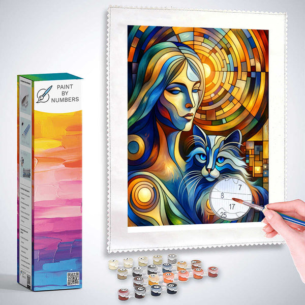 Women with cat - Paint by Numbers