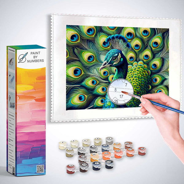 Paint by Numbers - Peacock Grey and Blue