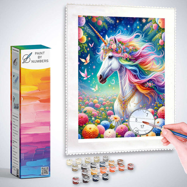 Paint by Numbers - Rainbow unicorn with jewelry