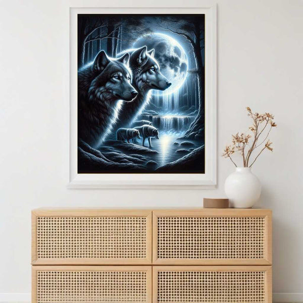 Paint by Numbers - Wolf Couple by Moonlight