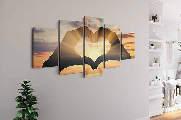 Malen nach Zahlen 5 teilig - Sonnenstrahlen Herz, Himmel - hochwertige Leinwand - multi5, neue_bilder