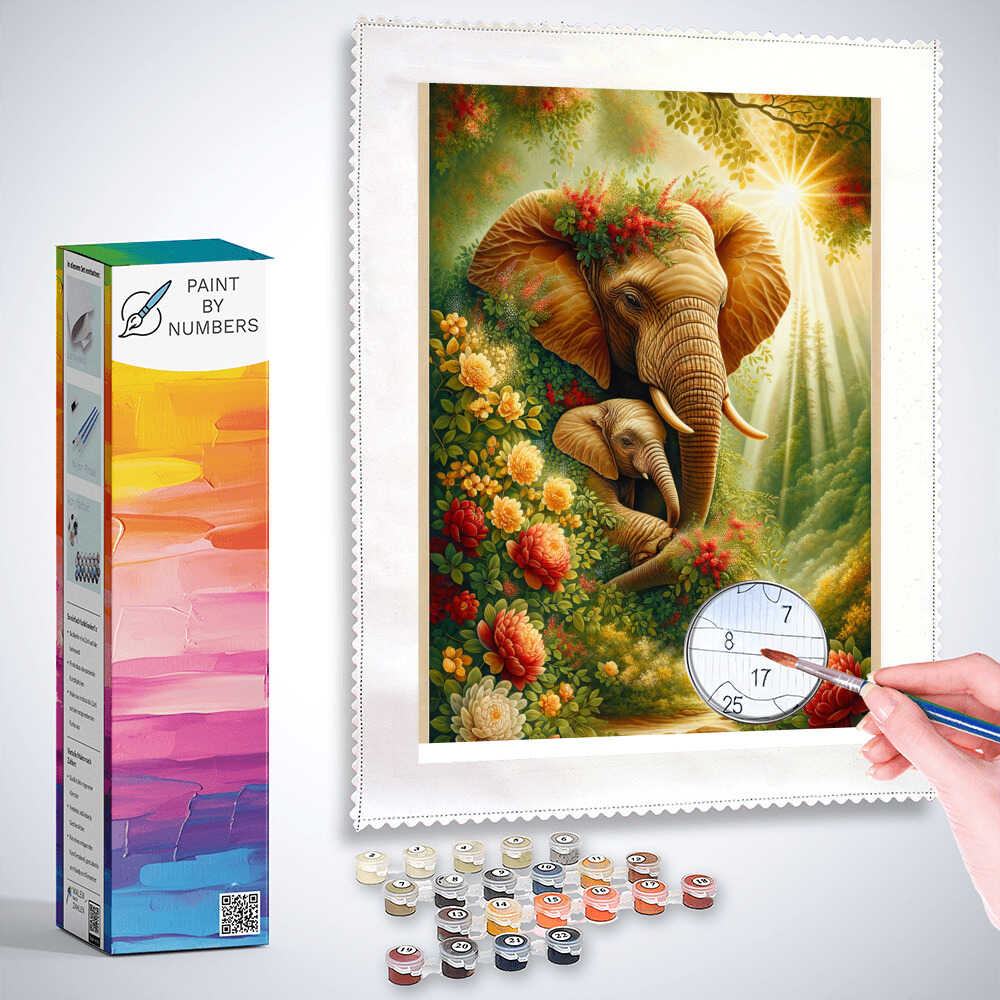 Paint by Numbers - Floral elephants